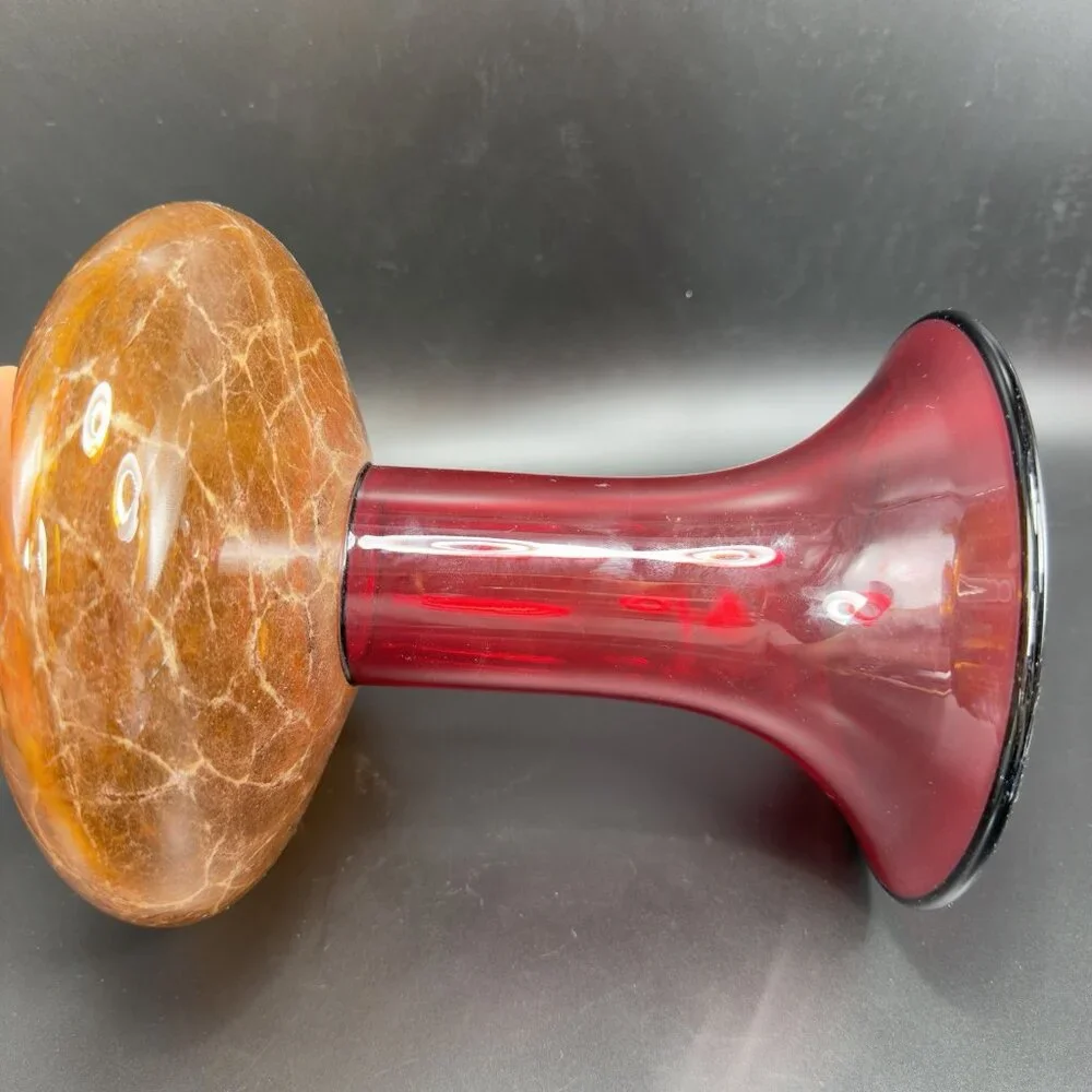 2003 K Piper Hand Blown Studio Art Glass‎ Vase Vessel Marbling Pattern Hand Made